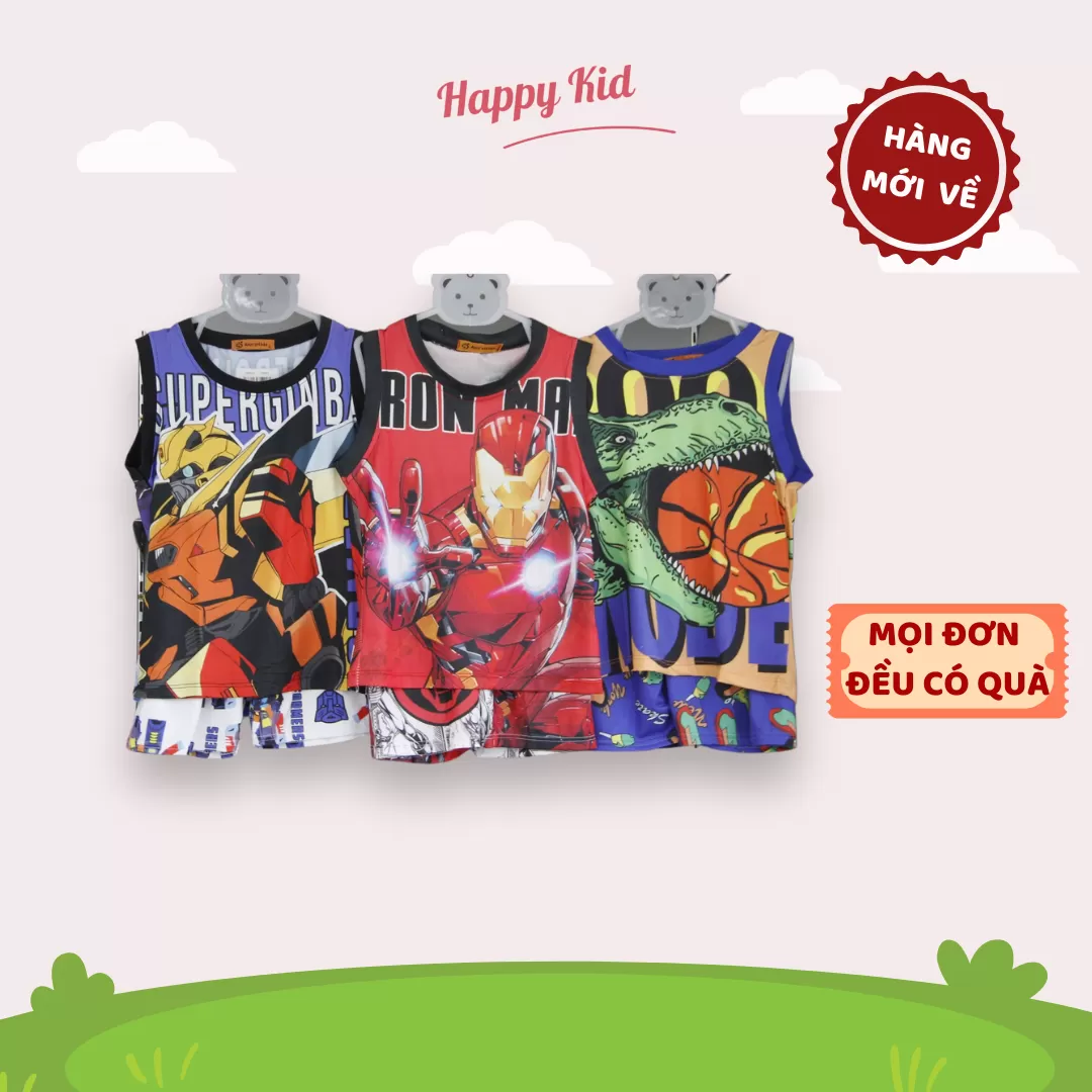COMBO 3 Bộ Quần Áo Bé Trai In Hình 3D Mềm Mịn Thoáng Mát