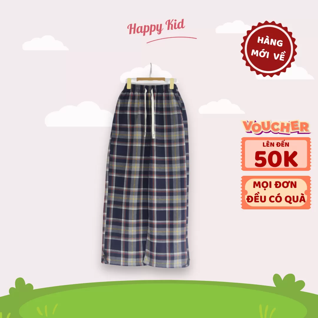 Quần Kẻ Ống Rộng Họa Tiết Caro Cho Bé