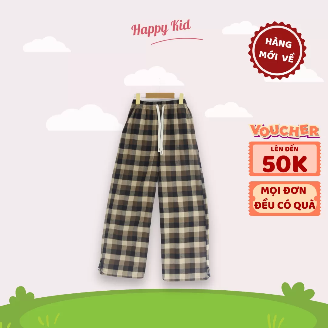 Quần Kẻ Ống Rộng Họa Tiết Caro Cho Bé