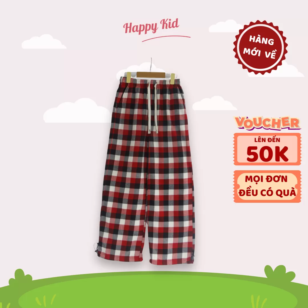 Quần Kẻ Ống Rộng Họa Tiết Caro Cho Bé