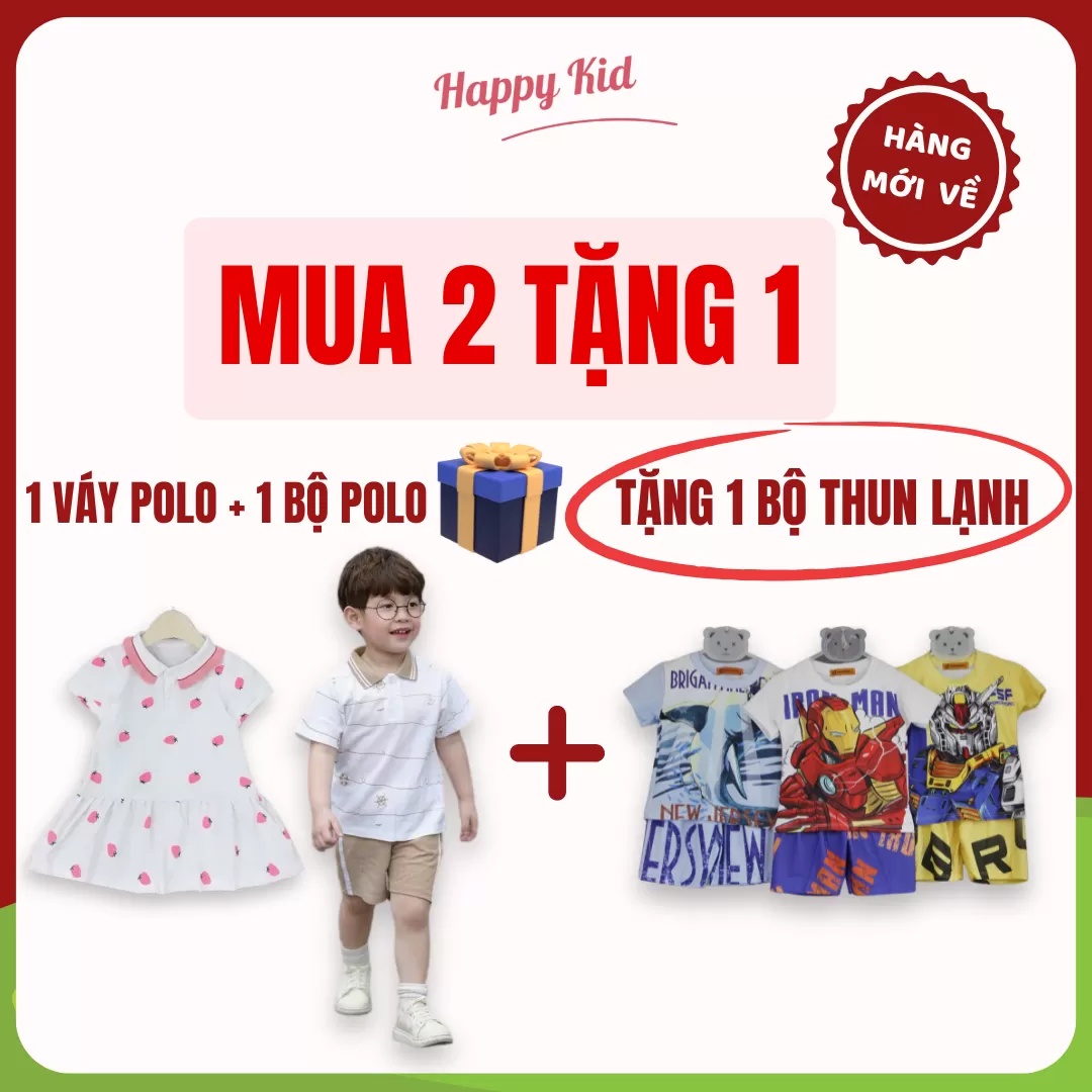 [MUA 2 TẶNG 1] Set Váy Polo/Bộ Polo Bé Trai + Tặng 1 Bộ Thun Lạnh Cho Bé Trai