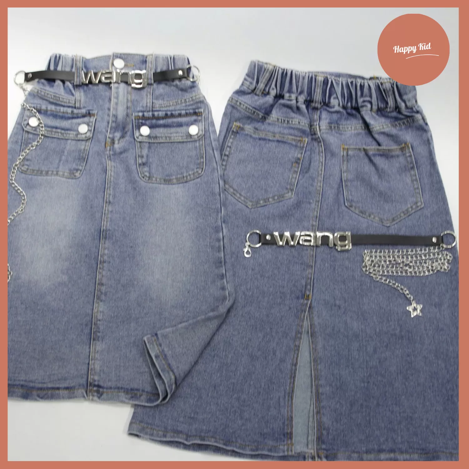 Chân Váy Jean Cho Bé Gái (tặng kèm phụ kiện)