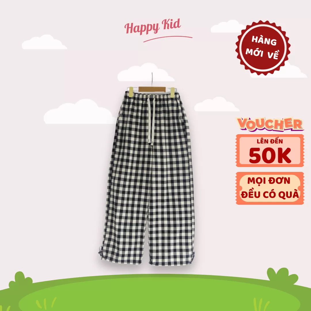 Quần Kẻ Ống Rộng Họa Tiết Caro Cho Bé