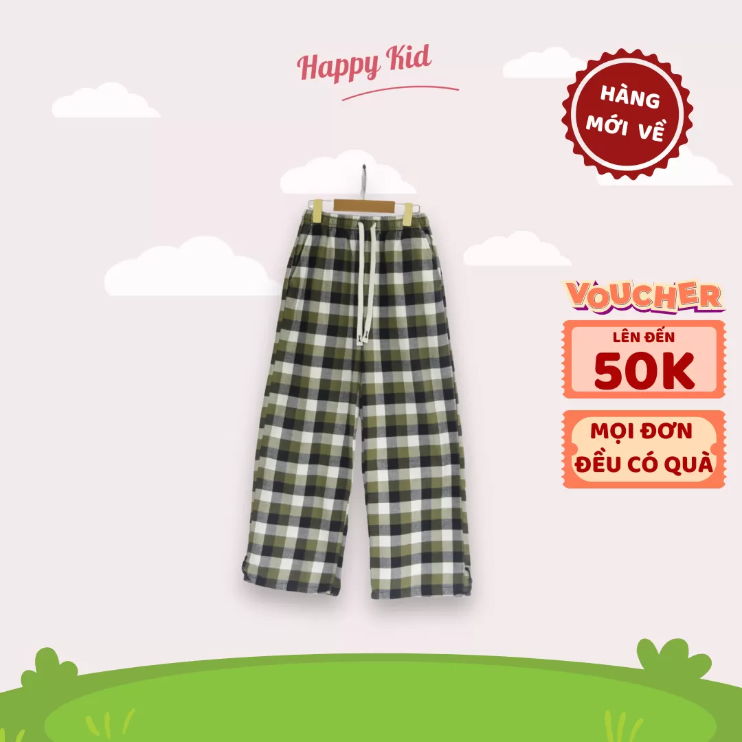 Quần Kẻ Ống Rộng Họa Tiết Caro Cho Bé