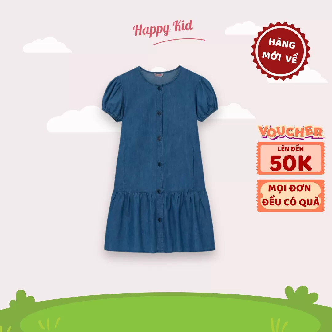 Váy Đuôi Cá Ngắn Tay Bé Gái Chất Liệu Jean Mềm Mỏng
