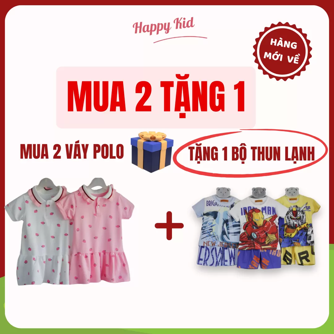 [MUA 2 TẶNG 1] Set Váy Polo/Bộ Polo Bé Trai + Tặng 1 Bộ Thun Lạnh Cho Bé Trai