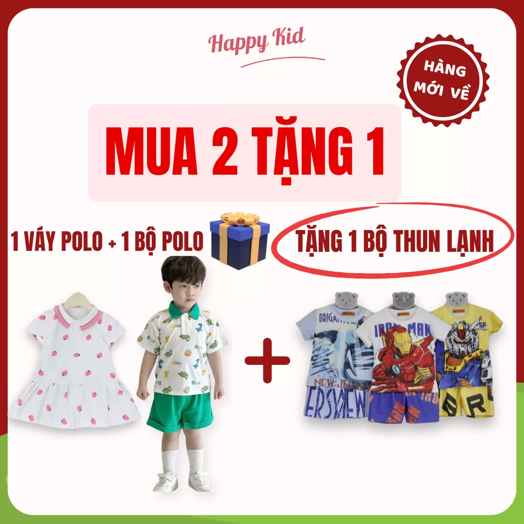 [MUA 2 TẶNG 1] Set Váy Polo/Bộ Polo Bé Trai + Tặng 1 Bộ Thun Lạnh Cho Bé Trai