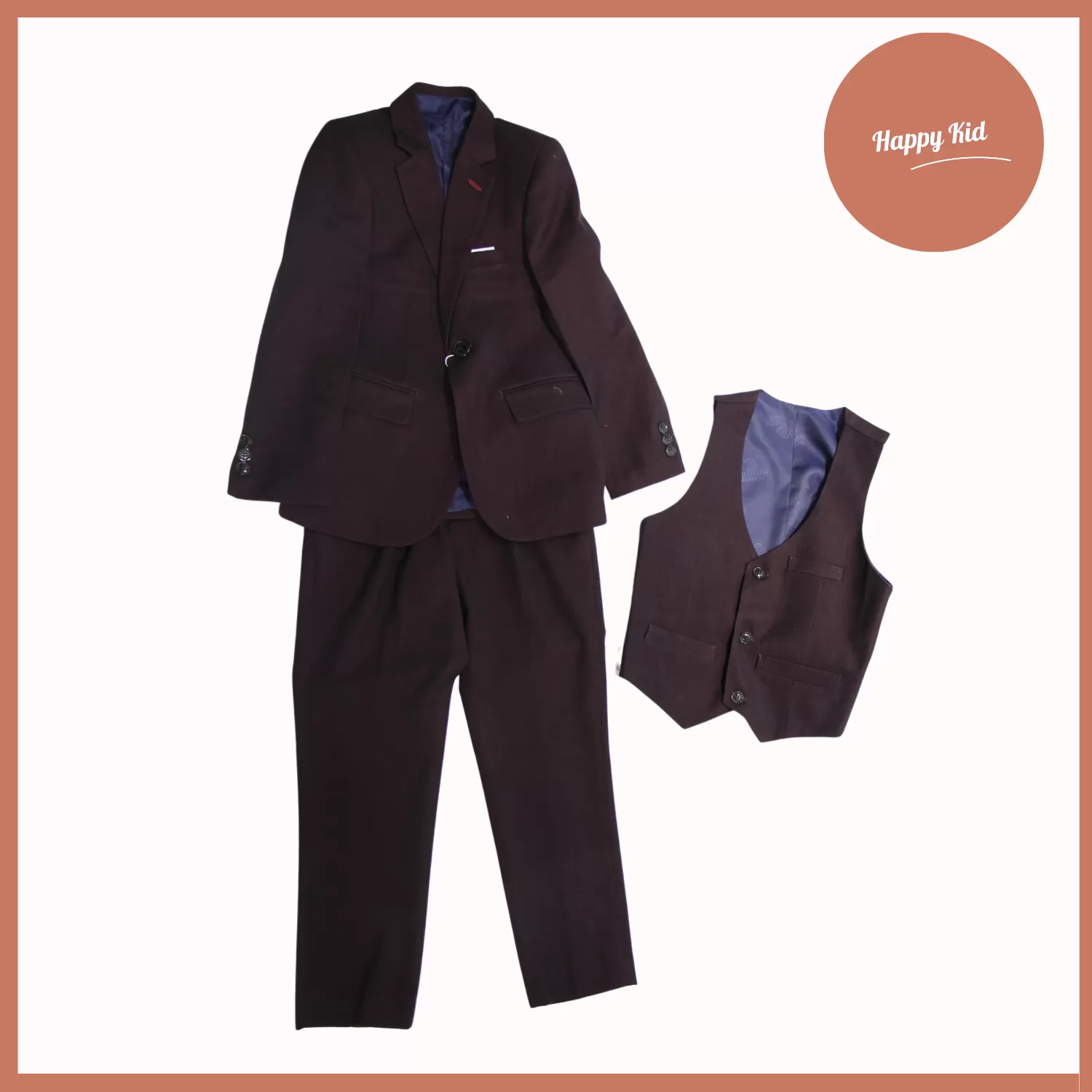 Bộ Vest Đỏ Đậm 3 Chi Tiết Cao Cấp Cho Bé Trai