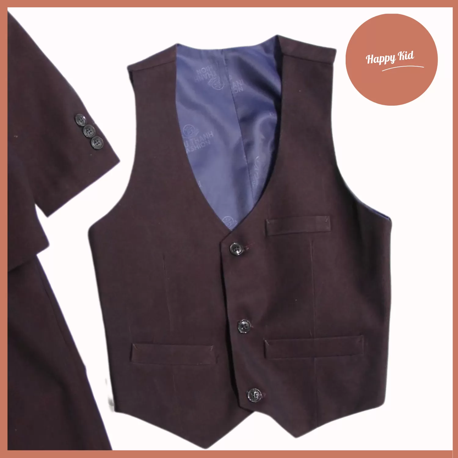 Bộ Vest Đỏ Đậm 3 Chi Tiết Cao Cấp Cho Bé Trai