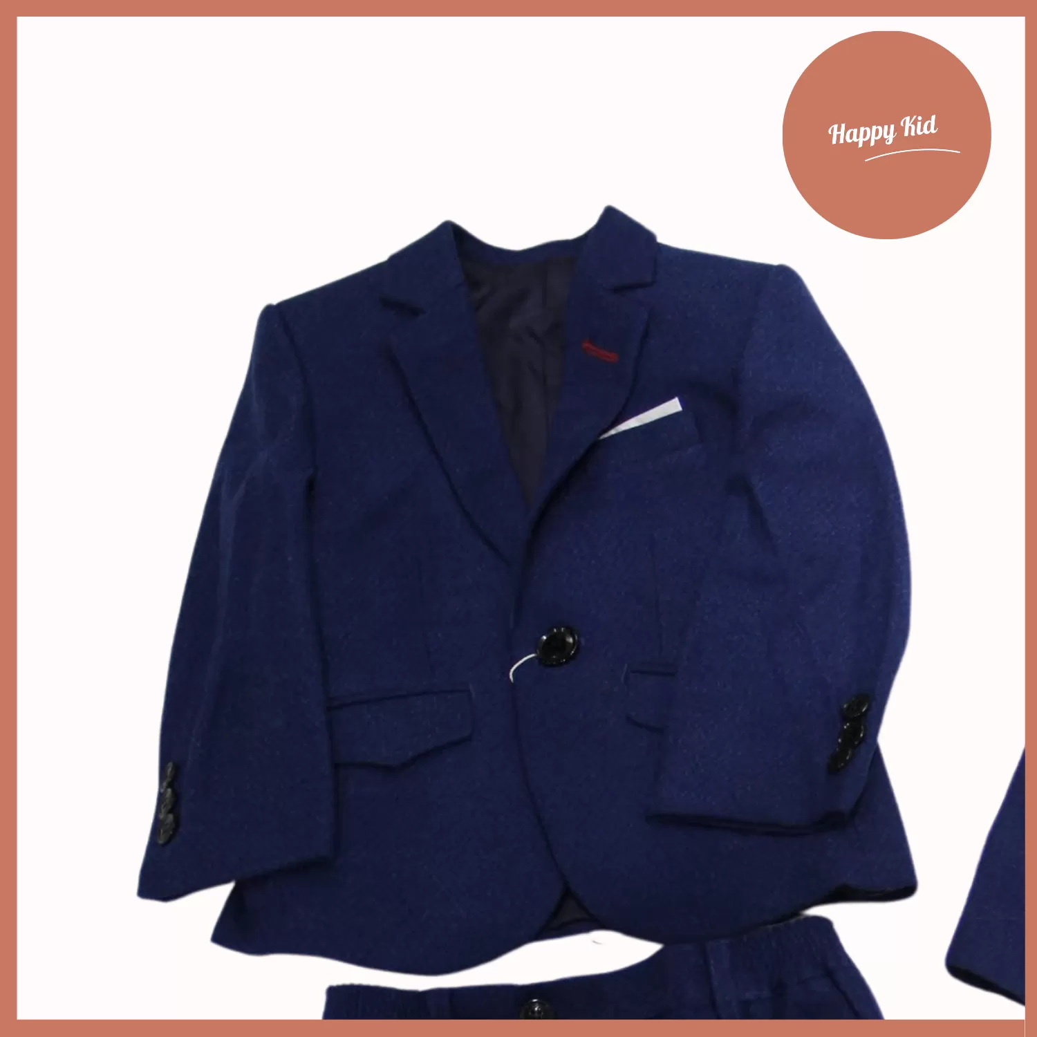 Bộ Vest Xanh Dương 3 Chi Tiết Cao Cấp Cho Bé Trai